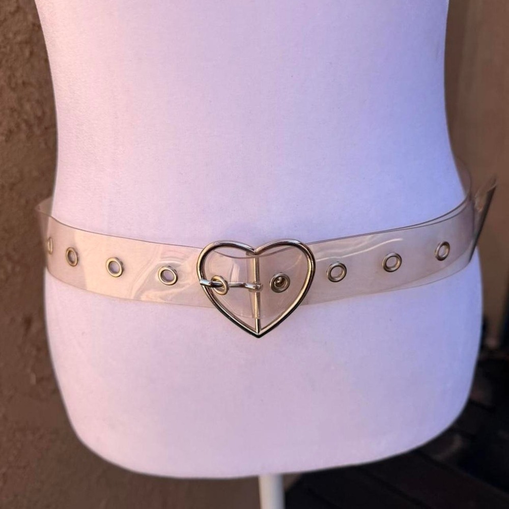 Clear belt with heart buckle